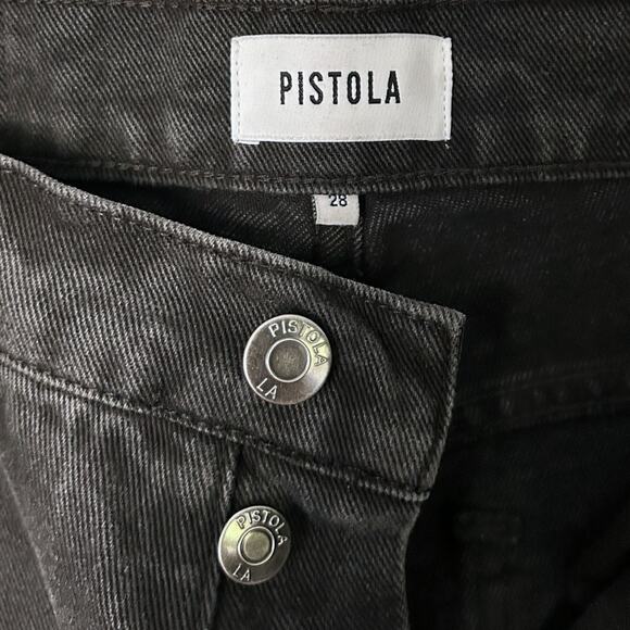 Pistola Keaton Distressed Straight Leg Busted Knee Jeans Women's 28 Black Taurus - Picture 3 of 6